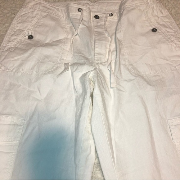 LL Bean Favorite Fit Womens White Cotton Spandex Size 12 Stretch Drawstring Pant - Picture 2 of 10